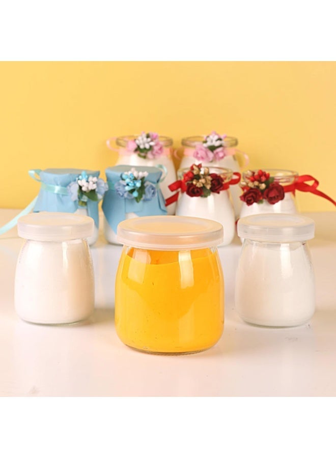 Luxoraq Yoghurt Jars, 200ml pudding Jar with Plastic Lid, 12-Pcs  Glass Container For Milk Jams Jelly Mousse Yogurt Making & Honey - Reusable, Round Containers for Home Kitchen Storage - Image 5